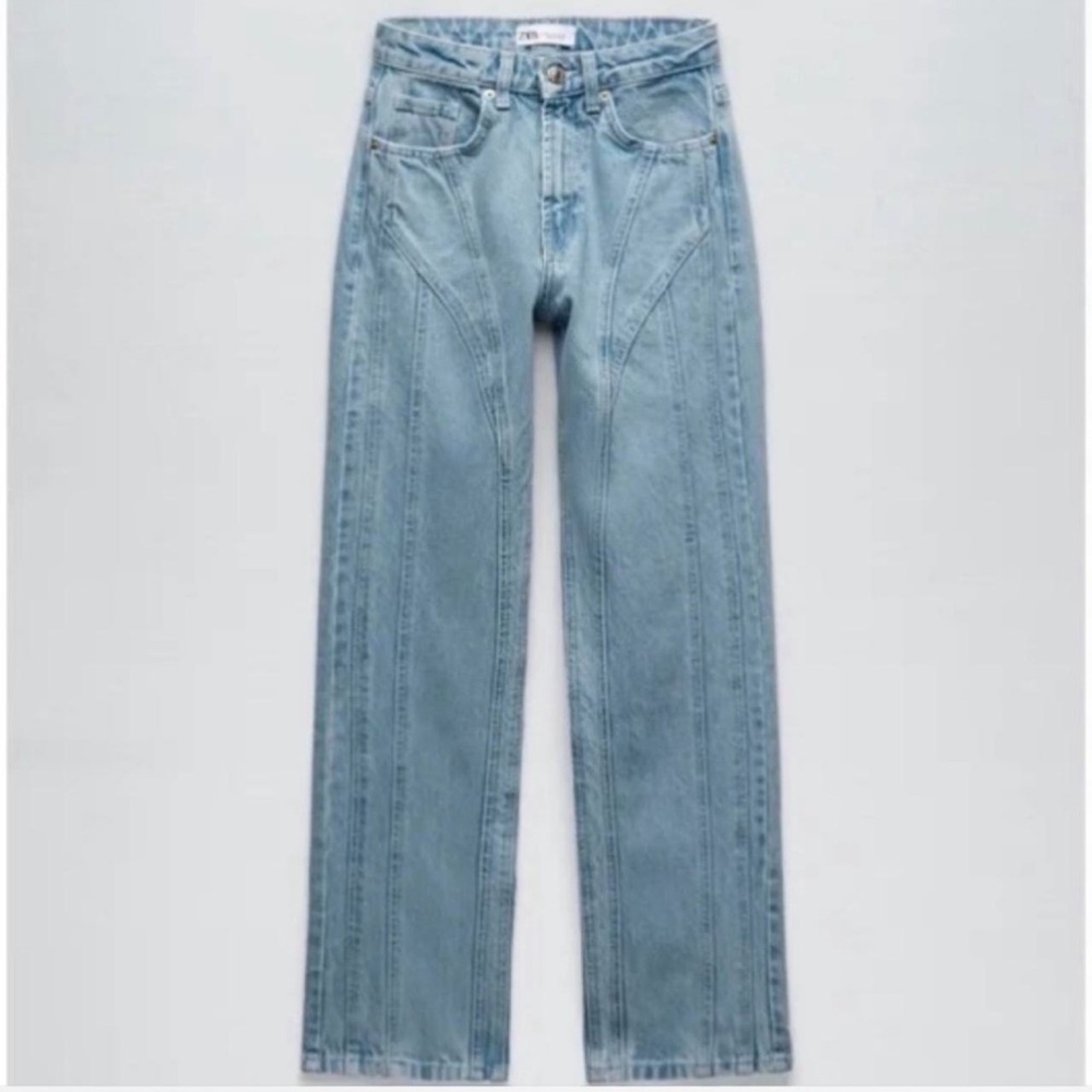 Zara mugler inspired jeans size 6 blue denim stitching
